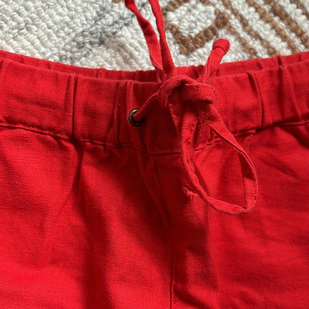 J.Crew Red Linen And Tassel Drawstring Shorts - image 3